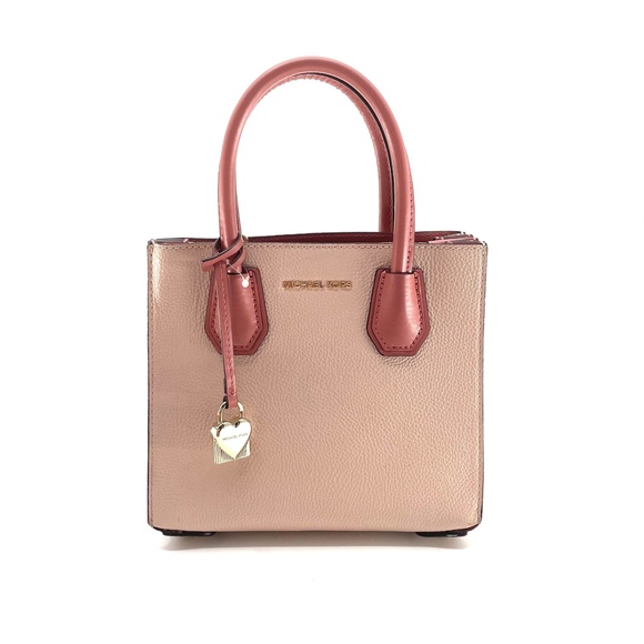 Michael Kors Handbags - Michael Kors Mercer Satchel Messenger Pebbled Leather Bag in Pale Lilac